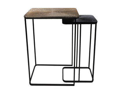 Ensemble de table basse Fletcher - 60x35x77/40x25x70 - Or/noir - Aluminium/Fer