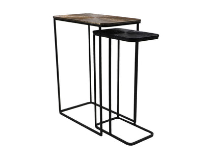 Ensemble de table basse Fletcher - 60x35x77/40x25x70 - Or/noir - Aluminium/Fer