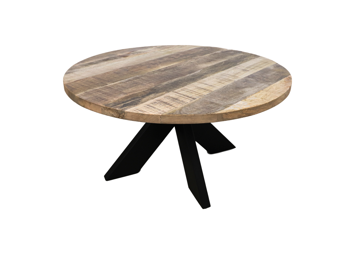 Table basse ronde - bois de manguier/fer