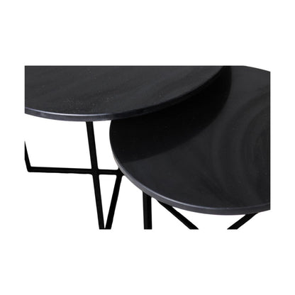 Table basse ronde - ø61x45/ø46x39 - marbre noir - lot de 2