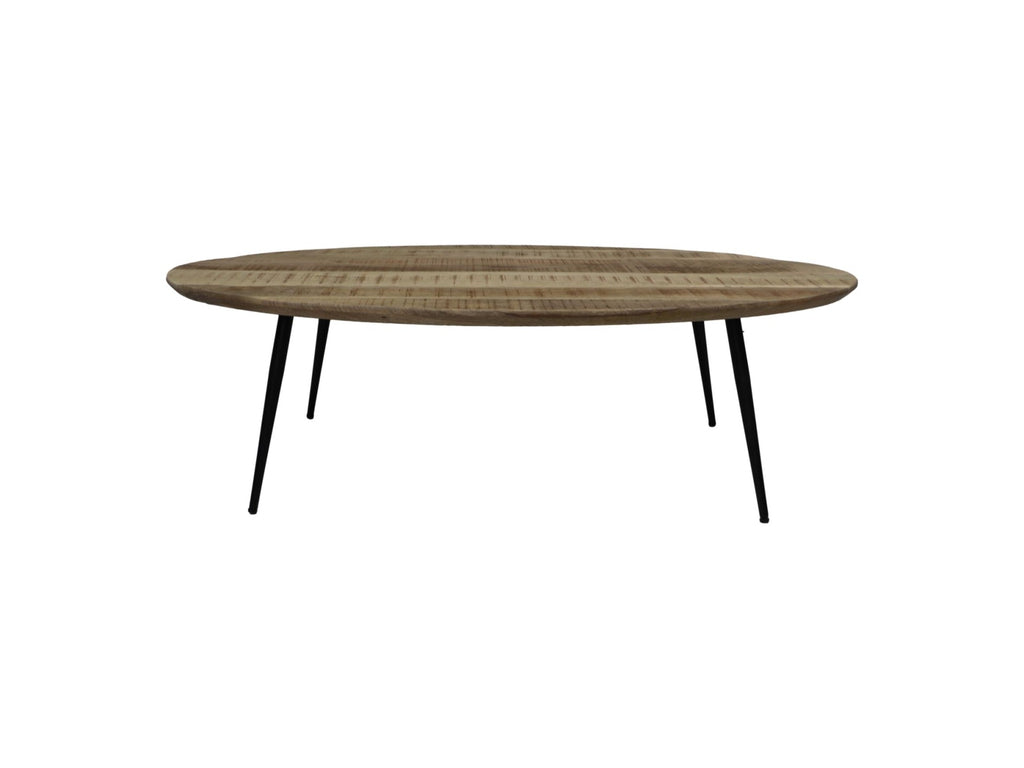 Table basse Bern ovale - 130x80x38 - Naturel/noir - Manguier/métal