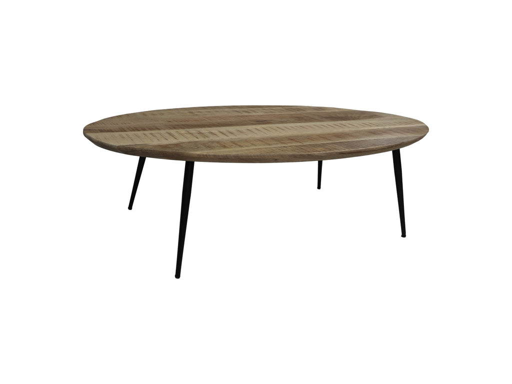 Table basse Bern ovale - 130x80x38 - Naturel/noir - Manguier/métal