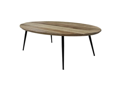 Table basse Bern ovale - 130x80x38 - Naturel/noir - Manguier/métal