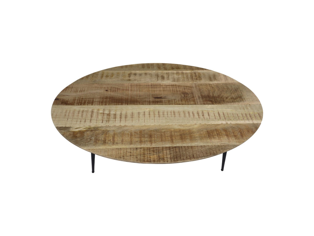 Table basse Bern ovale - 130x80x38 - Naturel/noir - Manguier/métal