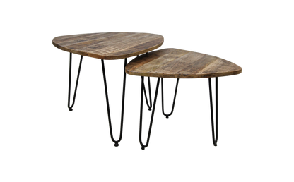 Table basse Dexter - ø60 cm - bois de manguier/fer - lot de 2