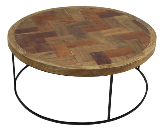 Table basse mosaïque - ø80 cm - teck/fer