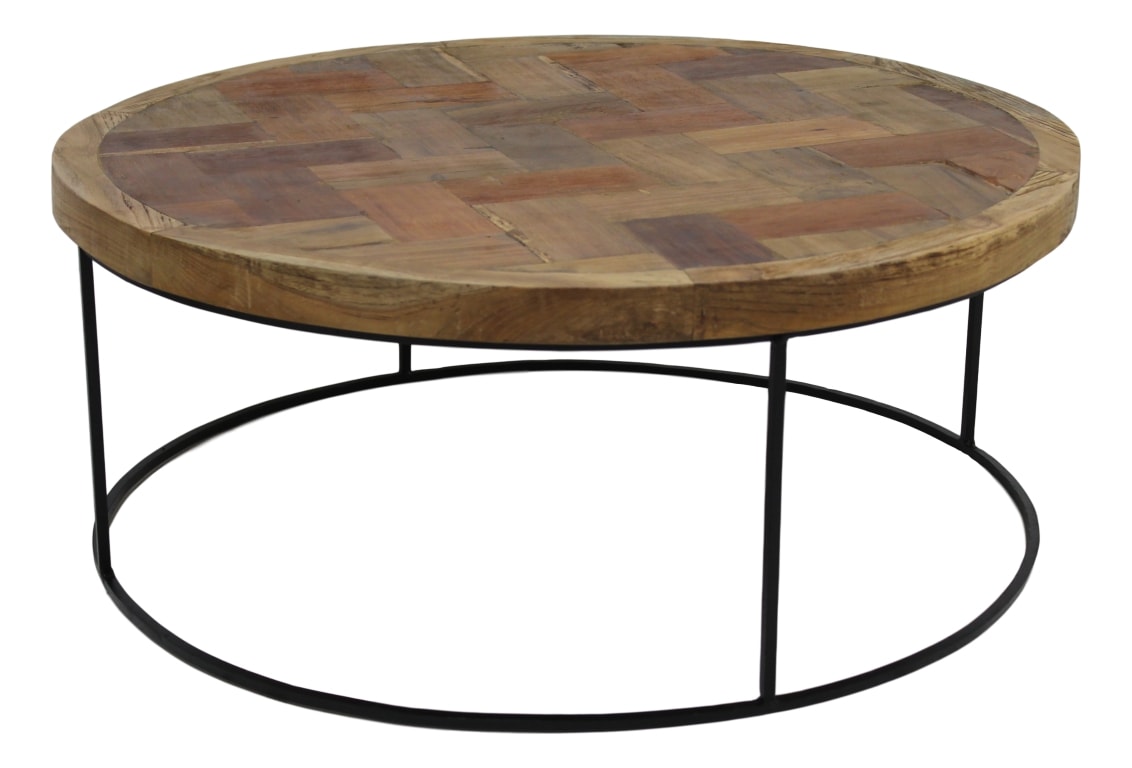 Table basse mosaïque - ø80 cm - teck/fer