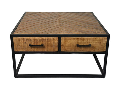 Table basse Verona - 80x80x40 - naturel/noir - Bois de manguier/métal