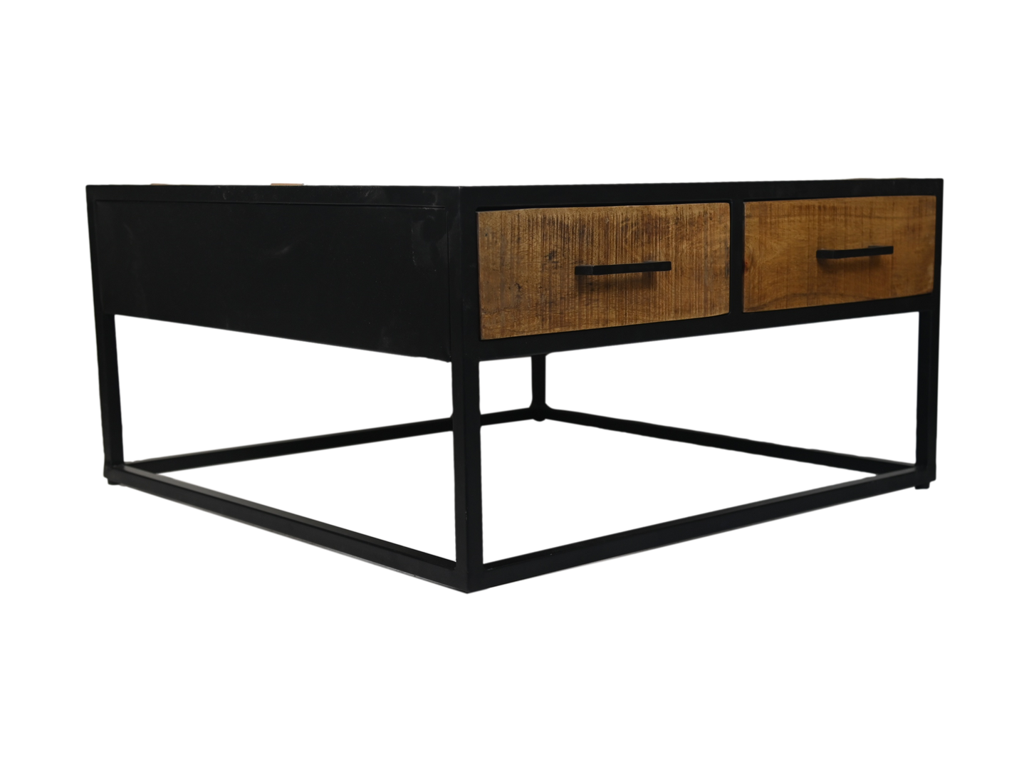 Table basse Verona - 80x80x40 - naturel/noir - Bois de manguier/métal