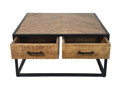 Table basse Verona - 80x80x40 - naturel/noir - Bois de manguier/métal