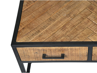 Table basse Verona - 80x80x40 - naturel/noir - Bois de manguier/métal