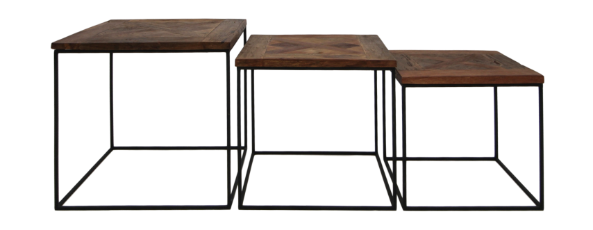 Lot de table basse Austin - bois de Java recyclé/fer - Lot de 3