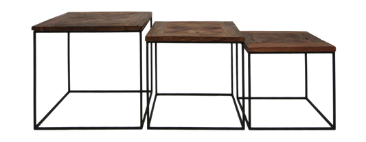 Lot de table basse Austin - bois de Java recyclé/fer - Lot de 3