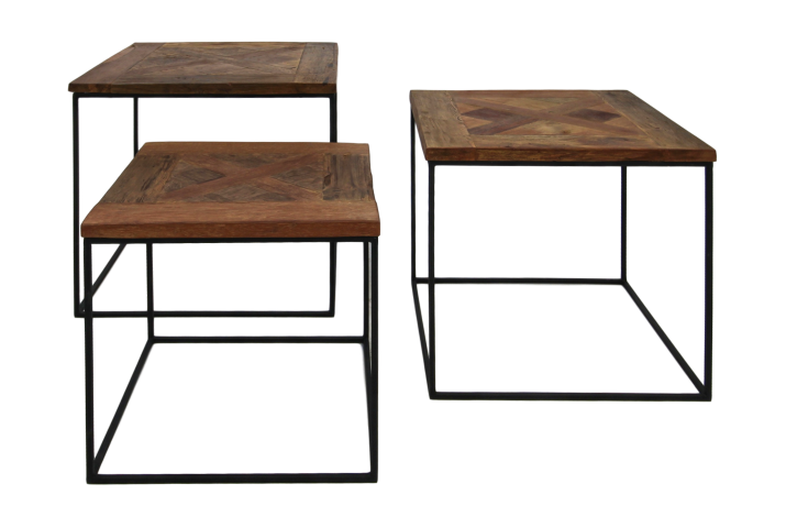 Lot de table basse Austin - bois de Java recyclé/fer - Lot de 3