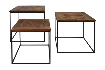 Lot de table basse Austin - bois de Java recyclé/fer - Lot de 3